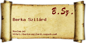 Berka Szilárd névjegykártya